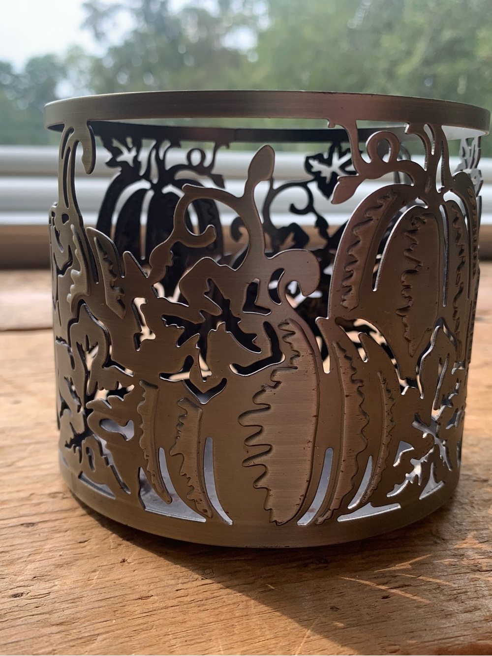 Bath & Body Works Metal Pumpkin Cutout Candle Holder - Silver